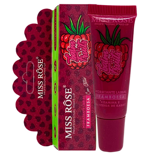 Hidratante Labial com Glitter Framboesa Balm Fruits Miss Rôse MR054/B