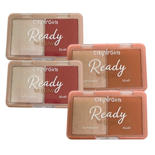 Iluminador e Blush Ready to Glow City Girls CG336 - Kit c/ 04 unid