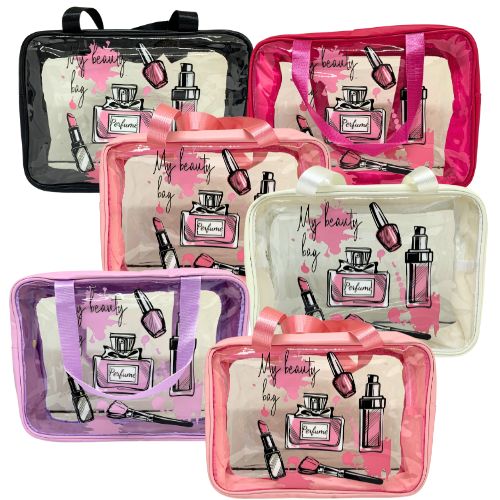 Necessaire Transparente Estampada QBM130 - Kit c/ 06 unid