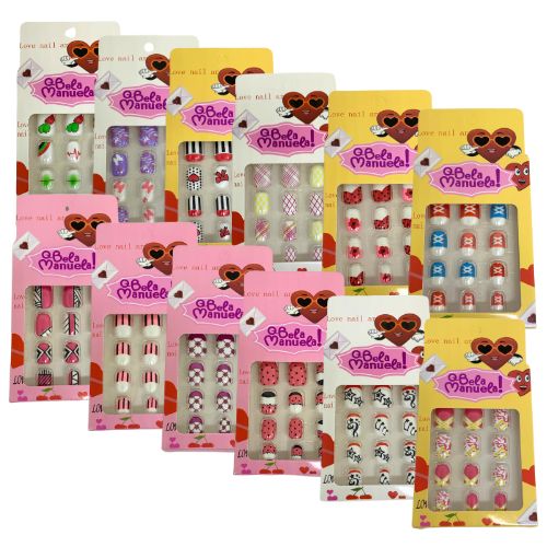 Unhas Postiças Infantil Qbela Manuela! QBM742 - Pcte c/ 12 unid
