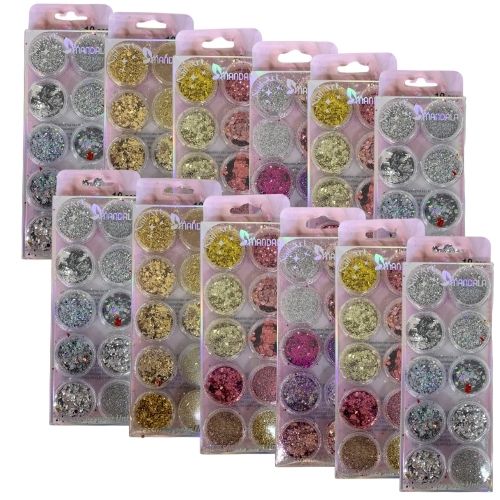 Glitter para Decoração de Unhas Mandala MG015 - Pcte c/ 12 unid
