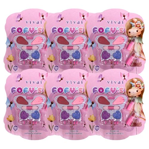 Estojo de Sombras e Batom Infantil Fofy´s Vivai 4112.1.1 - Kit c/ 06 unid
