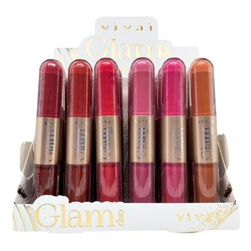 Batom Líquido e Gloss Labial Glam Duo Vivai 3258.1.1 - Box c/ 24 unid