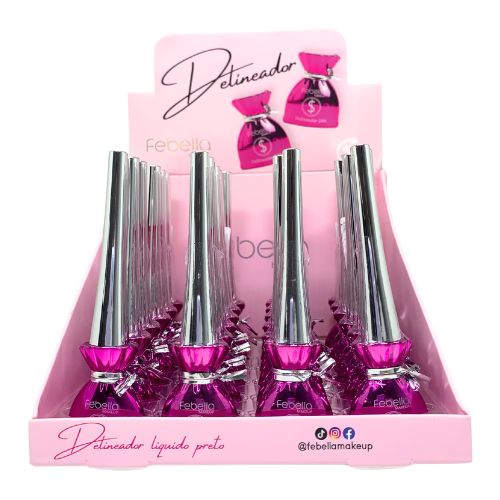 Delineador Líquido Preto 24H Febella DEL30106 - Box c/ 24 unid