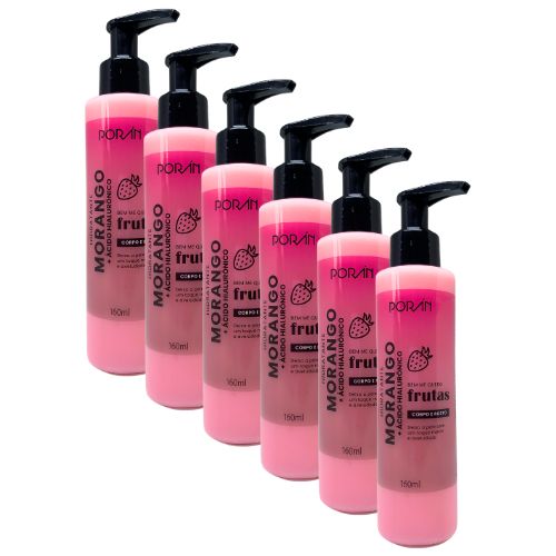Poran - Hidratante Corpo e Rosto Morango Porán PR242 - Kit c/ 06 unid