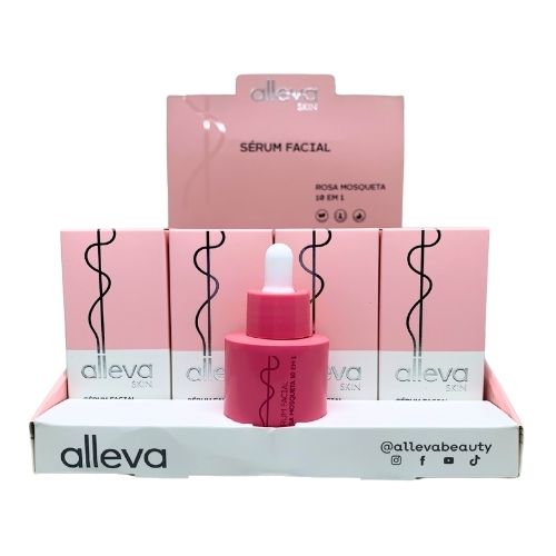 Sérum Facial Rosa Mosqueta 10 em 1 Alleva AL7001 - Box c/ 24 unid