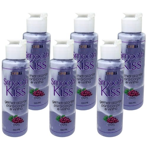 Gel Hidratante para Corpo e Virilha Smooth Kiss Uva Safira - Kit c/ 06 unid