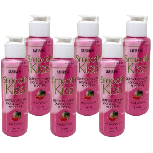 Gel Hidratante para Corpo e Virilha Smooth Kiss Melancia Safira - Kit c/ 06 unid