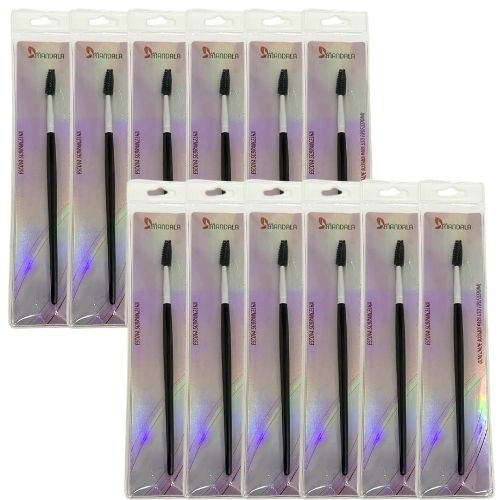 Pincel Escova Sobrancelha Mandala PM-668 - Pcte c/ 12 unid