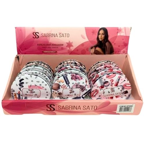 Espelho Portátil de Bolsa Estampado Redondo Sabrina Sato SP5006 - Box c/ 12 unid