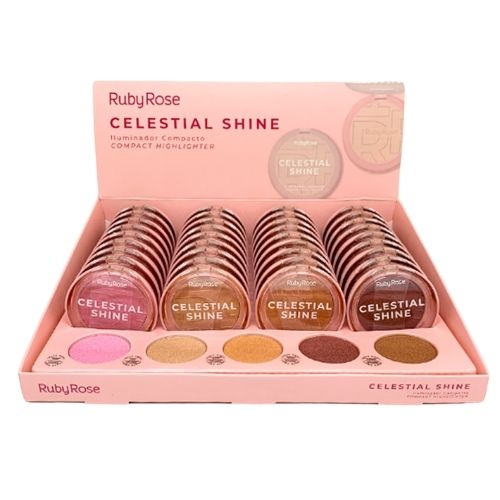 Iluminador Compacto Celestial Shine Ruby Rose HB-M701 - Box c/ 36 unid