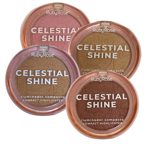 Iluminador Compacto Celestial Shine Ruby Rose HB-M701 - Kit c/ 04 unid