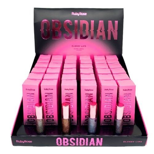 Gloss Labial Glossy Lips Obsidian Ruby Rose HB-7200 - Box c/ 36 unid