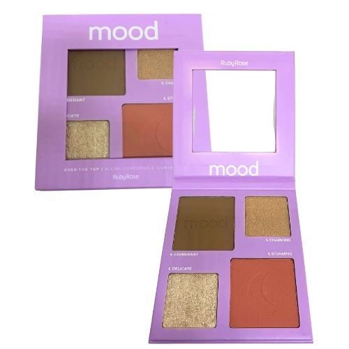 Paleta de Blush, Contorno e Iluminador Mood Over The Top Ruby Rose HB-F586-2