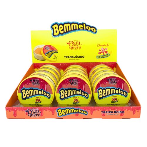 Pó Facial Solto Translúcido Bemmeloo Cheirinho de Morango Bella Bem Me Quero - Box c/ 12 unid