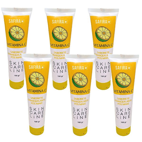 Sabonete Demaquilante Pós Make Vitamina C Skin Care Safira - Kit c/ 06 unid