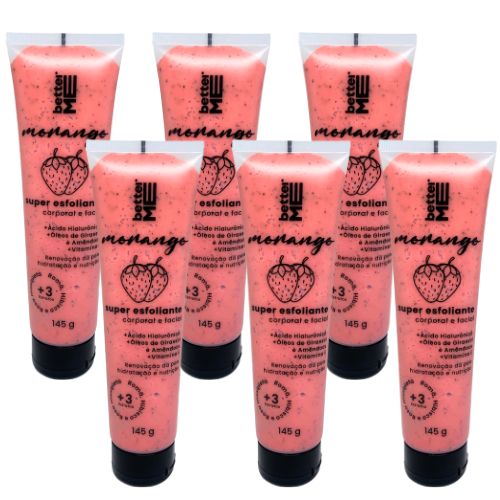 Super Esfoliante Corporal e Facial Morango Better Me - Kit c/ 06 unid