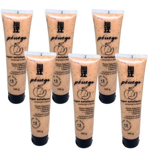 Super Esfoliante Corporal e Facial Pêssego Better Me - Kit c/ 06 unid