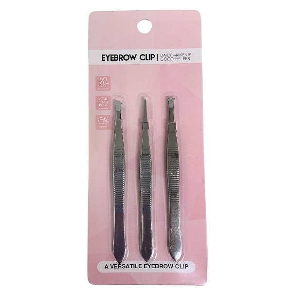 Kit com 03 Pinças para Sobrancelha