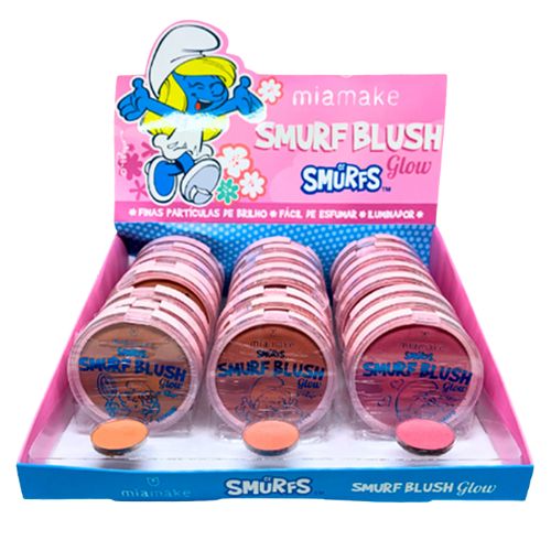 Blush Compacto Smurf Glow Mia Make 560 - Box c/ 24 unid