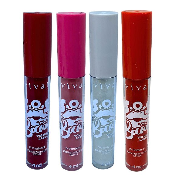 Gloss SOS Bocão Colors Volume Labial Vivai 3100.1.1 - Kit c/ 04 unid