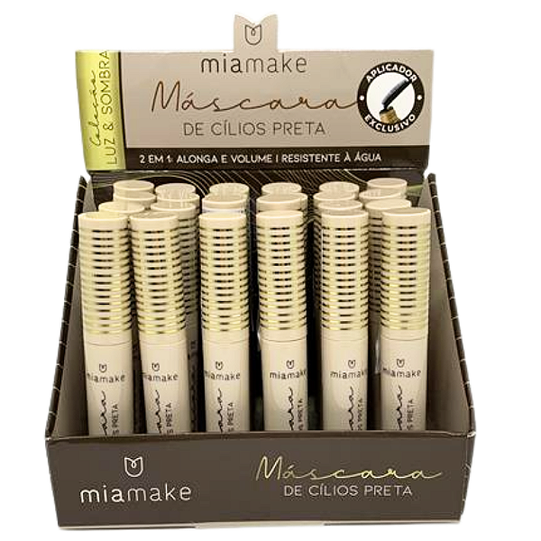 Máscara De Cílios 2 Em 1 Alonga e Volume Mia Make 538 - Box c/ 24 unid