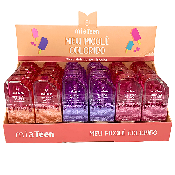 Gloss Meu Picolê Colorido Mia Teen Mia Make 422 - Box c/ 24 unid