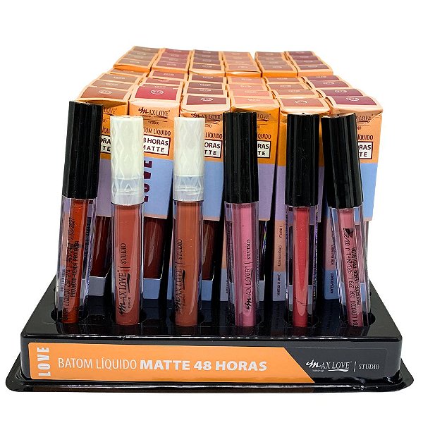 Batom Líquido Matte 48 Horas Cor 274 ao 279 Max Love - Box c/ 48 unid