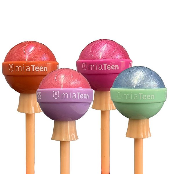 Gloss Pirulito Que Bate Bate Mia Teen Mia Make 419 - Kit c/ 04 unid
