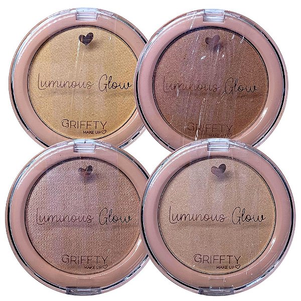 Iluminador Compacto Luminous Glow Griffty Makeup GF-B505 - Kit c/ 04 unid