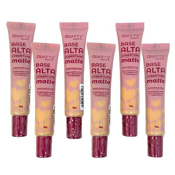 Base Líquida Alta Cobertura Matte Box 01 Griffty Makeup GF-B3080 - Kit c/ 06 unid