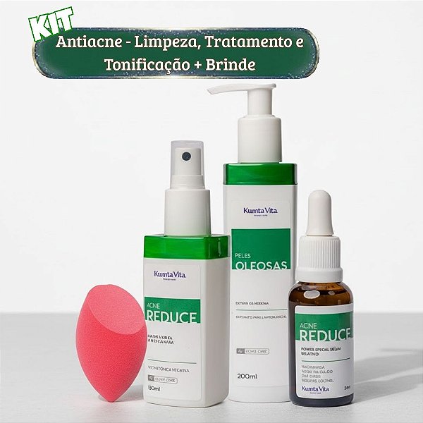 Kit Antiacne - Limpeza, Tratamento e Tonificação + Brinde