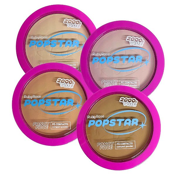 Pó Compacto Fancy Face G1 Popstar Ruby Rose HB-M406 - Kit c/ 04 unid