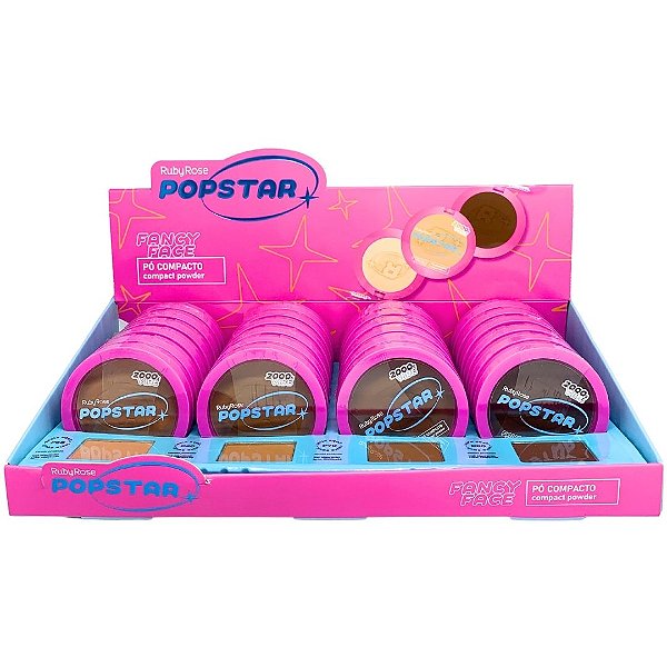Pó Compacto Fancy Face G2 Popstar Ruby Rose HB-M406 - Box c/ 24 unid