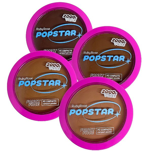 Pó Compacto Fancy Face G2 Popstar Ruby Rose HB-M406 - Kit c/ 04 unid