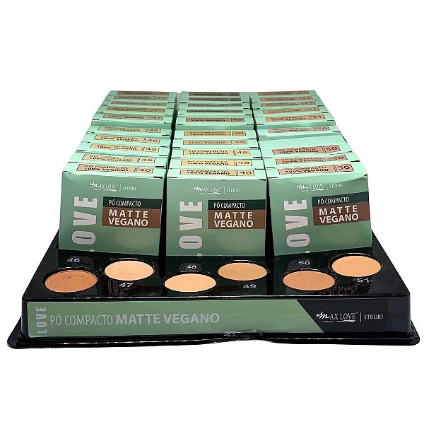 Pó Compacto Matte Vegano Love Tons 46 ao 51 Max Love - Box c/ 30 unid