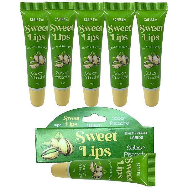 Hidratante Labial Balm Sweet Lips Pistache Safira - Kit c/ 06 unid