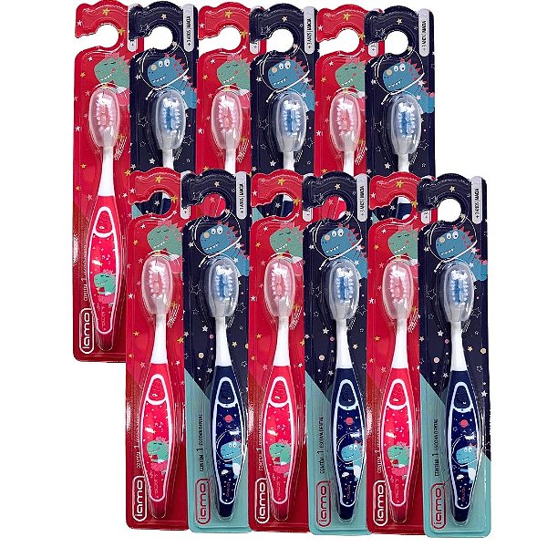 Escova Dental +3 anos Macia Dinossauro Iamo YS43370 - Pcte c/ 12 unid