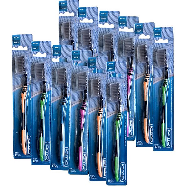 Escova Dental Adulto Macia com Capa Protetora Iamo YS43473 - Pcte c/ 12 unid