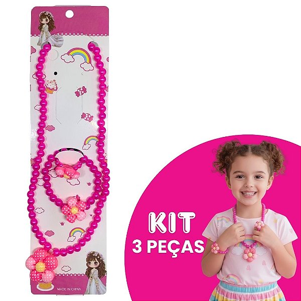 Kit Infantil Colar, Pulseira e Anel