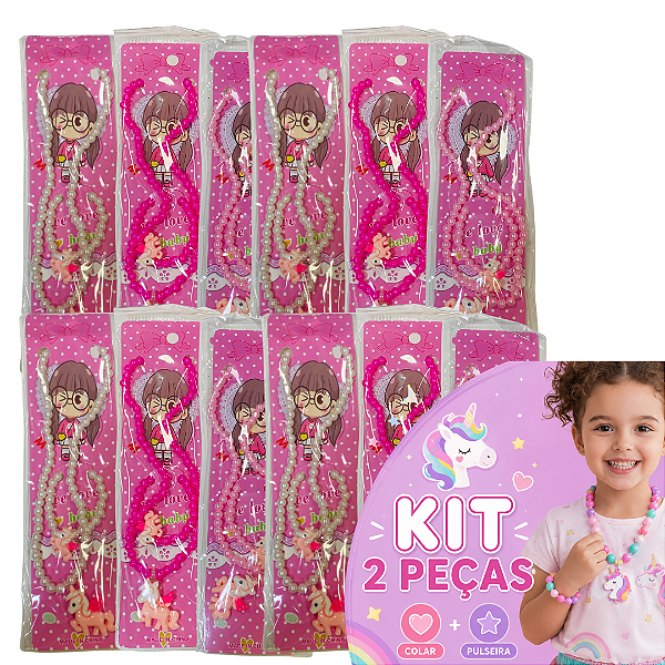 Kit Infantil Colar, Pulseira - Pcte c/ 12 unid