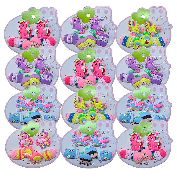 Cartela com 06 Presilhas e Xuxinhas Infantil - Pcte c/ 12 unid