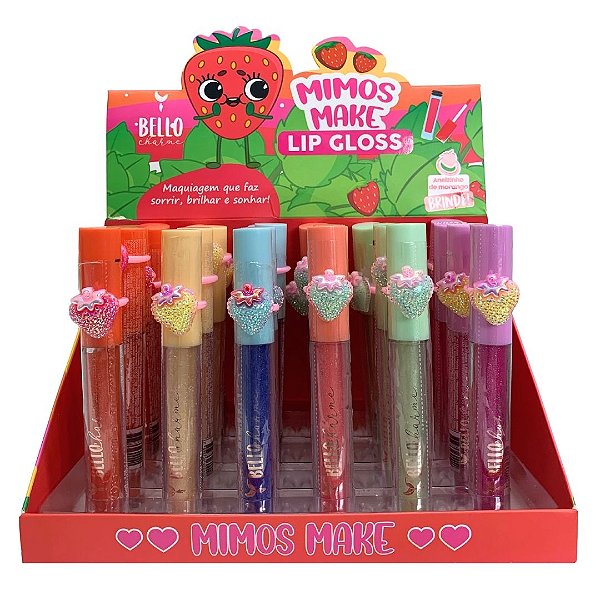 Lip Gloss Mimos Make Morango Bello Charme BC66 - Box c/ 24 unid