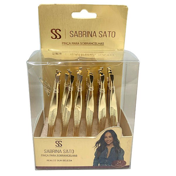 Pinça para Sobrancelhas Dourada Sabrina Sato SP7011 - Box c/ 24 und
