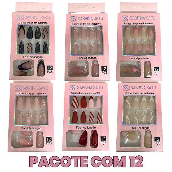 Unhas Postiças Autocolantes Sabrina Sato SP1266 - Pcte c/ 12 unid