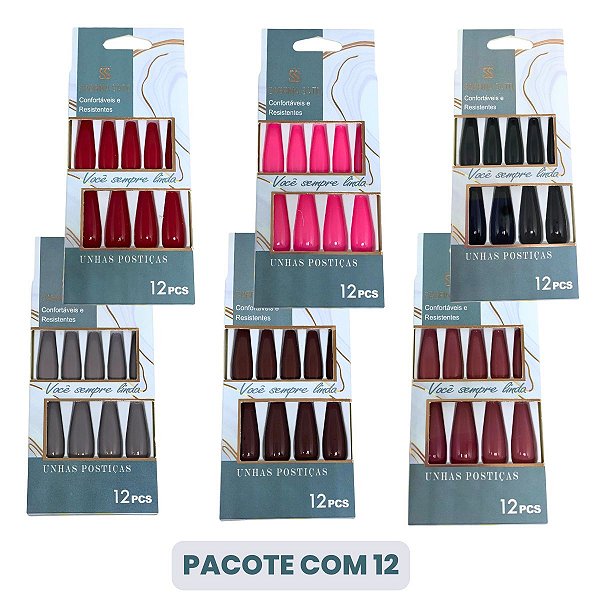 Unhas Postiças Autocolantes Sabrina Sato SP1211 - Pcte c/ 12 unid