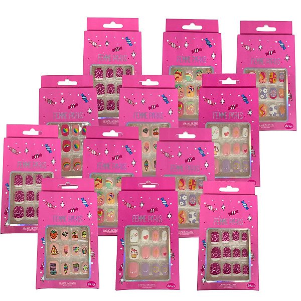 Unhas Postiças Infantil Femme Paris - Pcte c/ 12 und