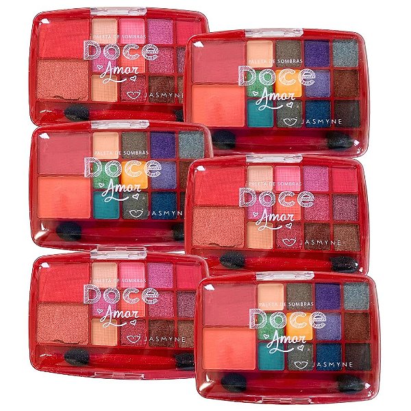Paleta de Sombras Doce Amor Cor A e B Jasmyne JS0802 - Kit c/ 06 unid
