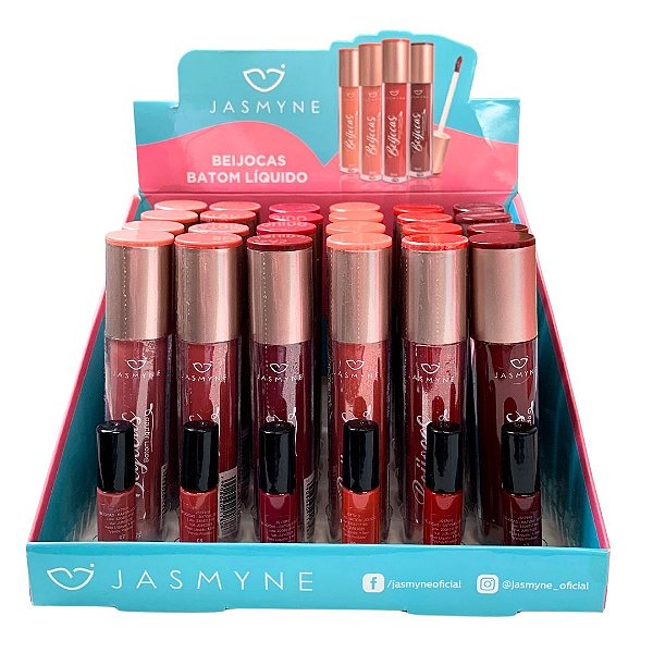 Batom Líquido Beijocas Box A e B Jasmyne JS17010 - Box c/ 24 unid