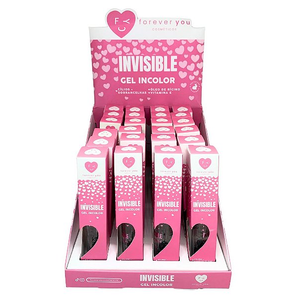 Gel Incolor para Cílios e Sobrancelhas Invisible Forever You FY010 - Box c/ 24 unid